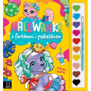 MALOWANKA Z FARBKAMI I PĘDZELKIEM.PIESKI I KOTKI