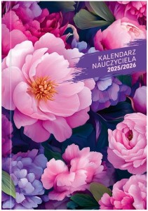 KALENDARZ NAUCZYCIELA 2025/2026A5T PCV BEZBARWNY KWIATY